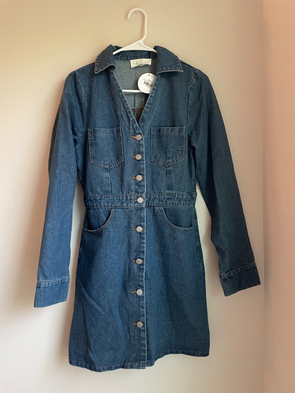 Button-Front Denim Mini Dress